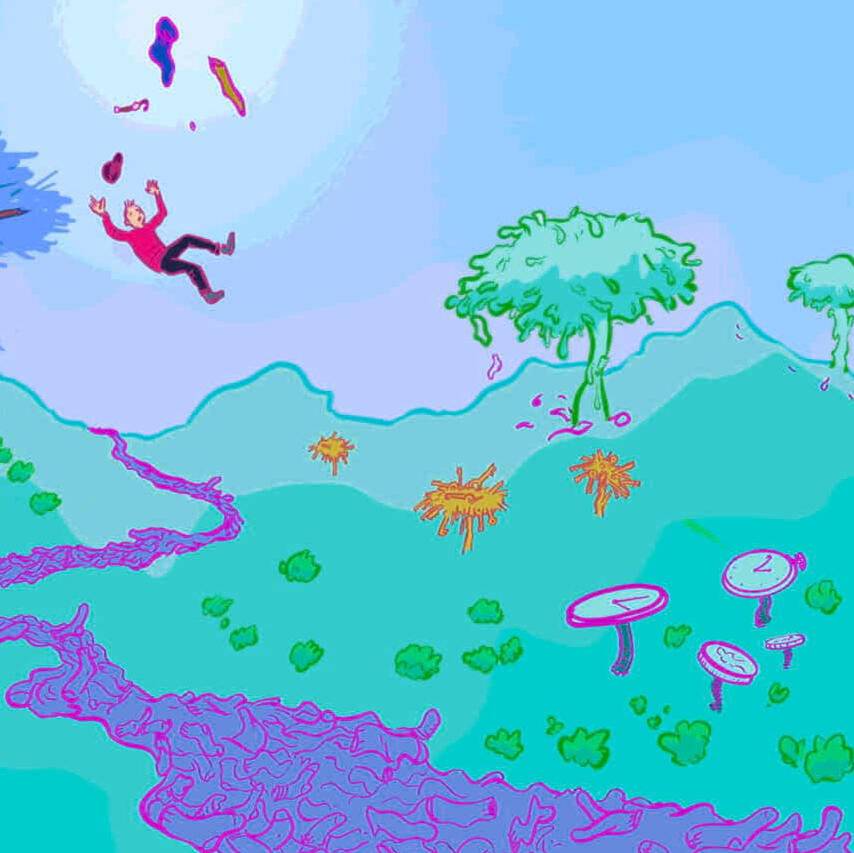 Illustration by Edwin Baker for LAUNDRONAUTS, Falling into Absentia